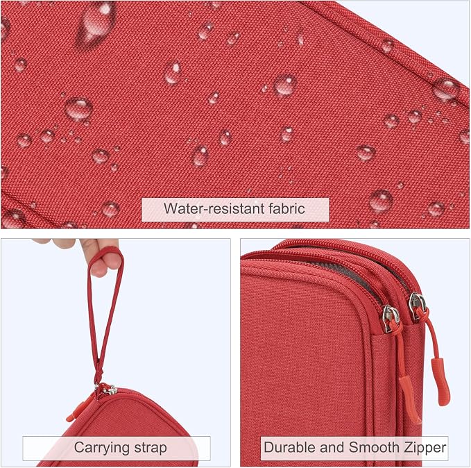 FYY Electronic Organizer, Travel Tech Pouch Bag, Cable Organizer Red | Wrist - Image 4