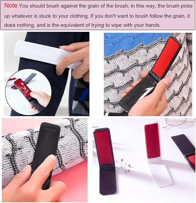4 Pack Folding Lint Brush Foldable Reusable Portable Mini Lint Remover Brushes - Image 5