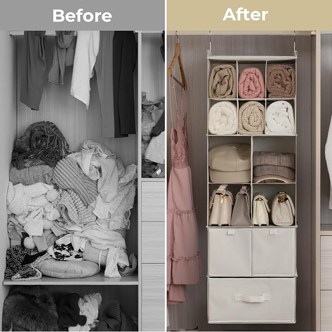 GRANNY SAYS Hanging Closet Organizer, 3 Drawers, 6 Shelves, 6 Shelves & - Image 7