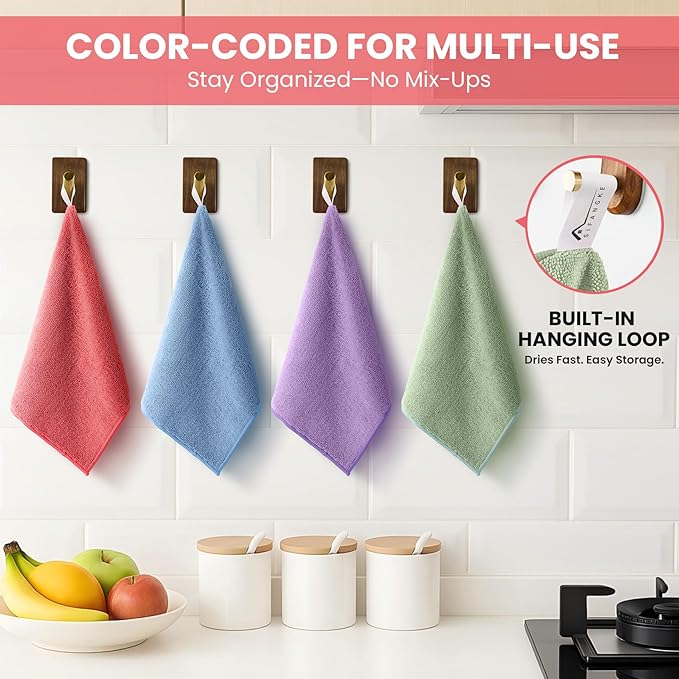 SIFANGKE Microfiber Cleaning Cloth, 34 Pack Assorted Color Cleaning Rags - Image 3