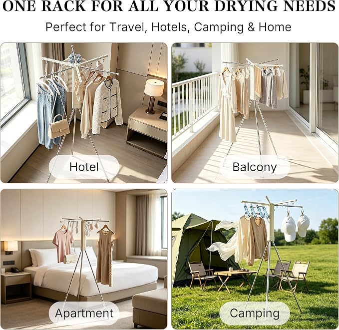 Foldable Clothes Drying Rack, Adjustable Windproof Laundry Drying Rack - Image 8