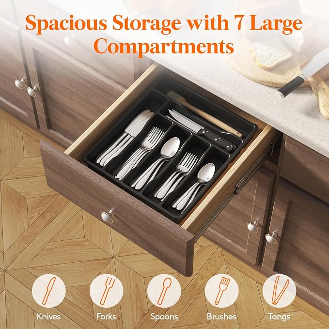Lifewit Silverware Drawer Organizer Tray, Cutlery Storage - Image 4