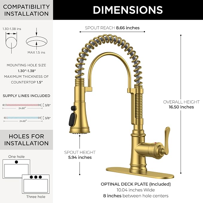 FORIOUS Gold Kitchen Faucet - Image 3