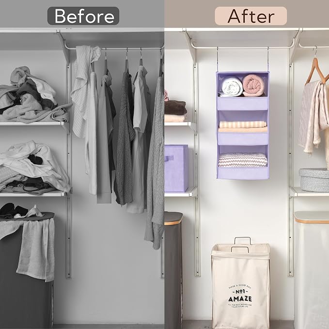 GRANNY SAYS 3-Shelf Hanging Closet Organizer, Foldable Storage, No-Sag Support - Image 8
