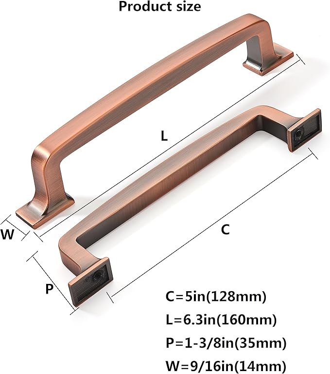 Khtumeware 2 Pack 5 Inch Antique Copper Cabinet Pulls - Drawer & Cabinet Handles