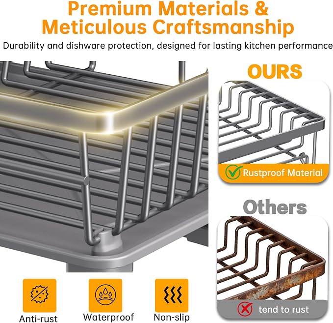 2 Tier Large Detachable Dish Drying Rack - Image 5