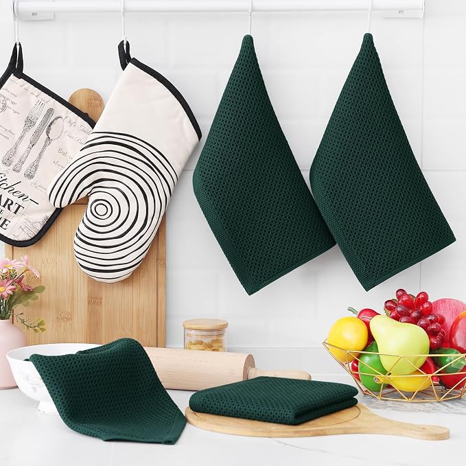 Homaxy 100% Cotton Waffle Weave Kitchen Dish Cloths 12-Pack, Ultra Soft - Image 6