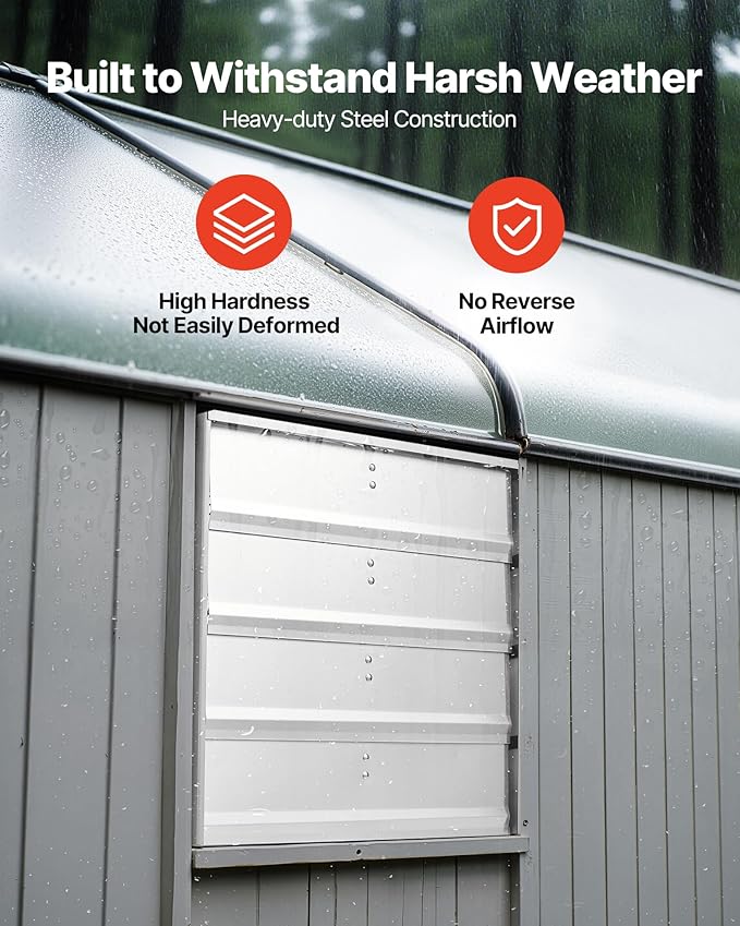 VEVOR 18 inch Shutter Exhaust Fan, Wall Mounted Attic Vent Fan with 2200 CFM Airflow, AC Motor, Heavy-duty Steel Construction, Low Noise for Shed, Garage, Greenhouse Ventilation Cooling, Silver