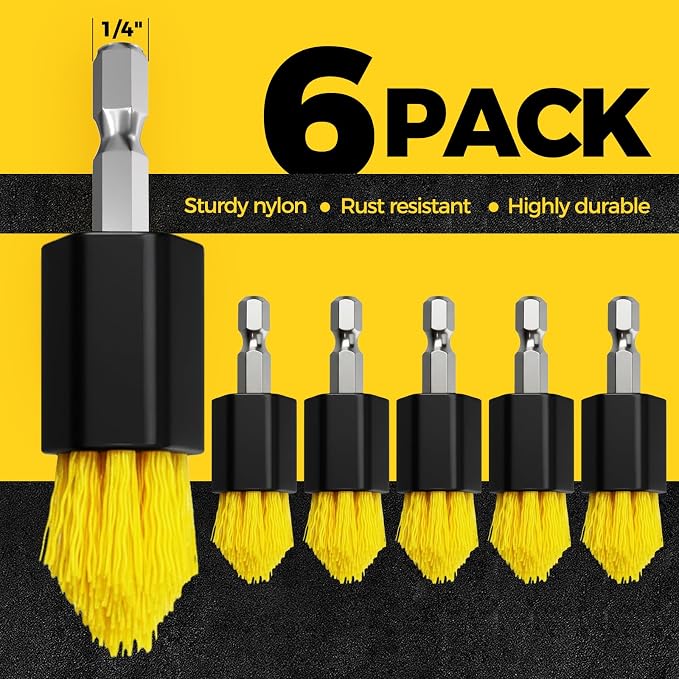 Holikme 6pcs Drill Brush Multi-Purpose & Grout Head, Crevice Cleaning Brush - Image 6