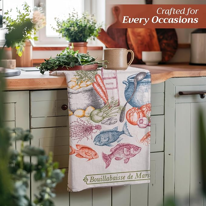 Maison d' Hermine Kitchen Towels Set of 3 Reusable 100% Cotton 27.50" x 20" - Image 6