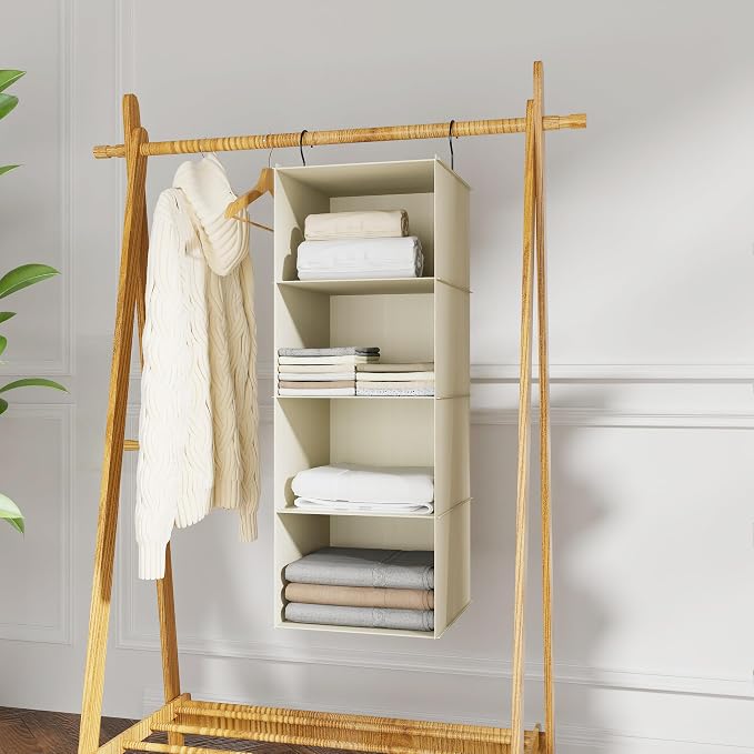 Hanging Closet Organizer 4-Shelf, Oxford Fabric Wardrobe Storage, shoes & - Image 2