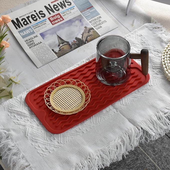 Silicone Dish Drying Mat, Non-Slip Easy Clean Sink Mat, Large Heat-resistant - Image 5