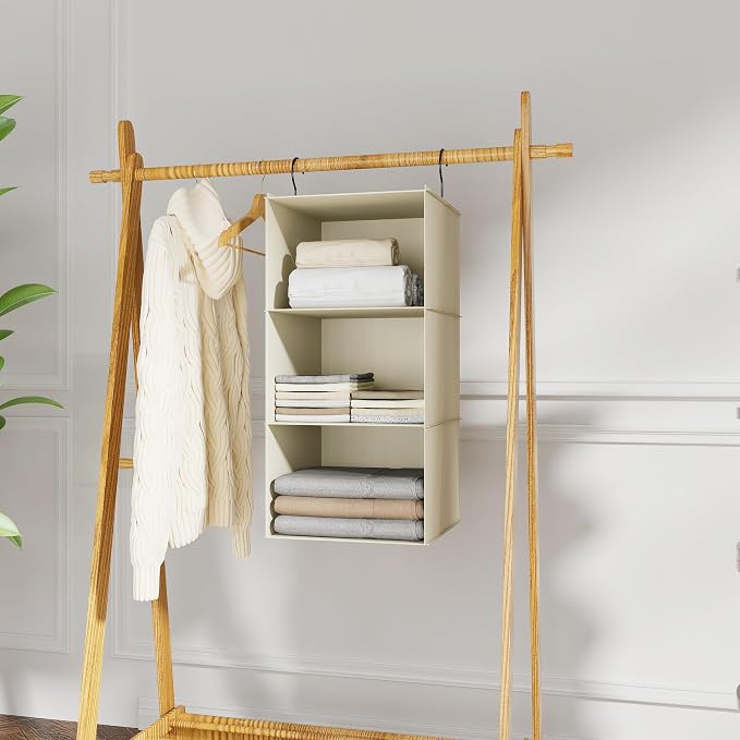 Hanging Closet Organizer 3-Shelf, Oxford Fabric Wardrobe Storage, shoes & - Image 2