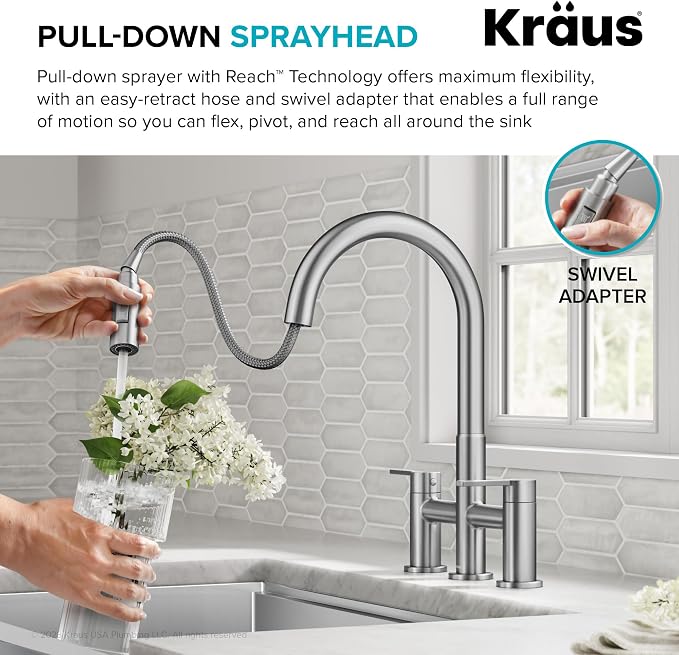 KRAUS Oletto Bridge Kitchen Faucet - Image 7