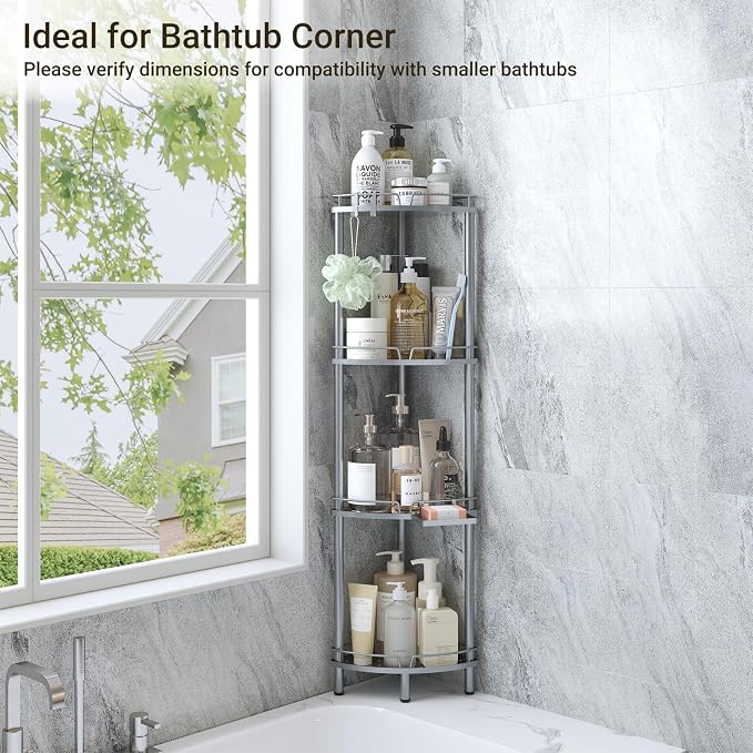 ELYKEN Corner Shower Caddy Standing, 4 Tier Metal Shower Organizer - Image 8