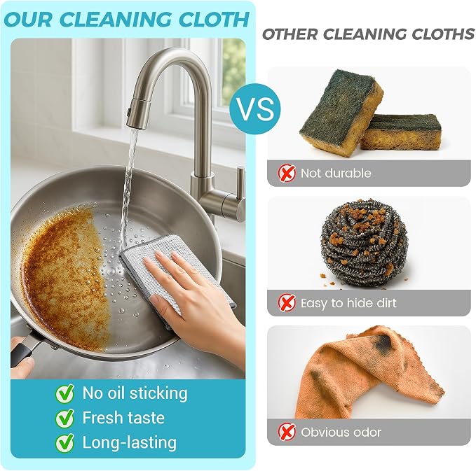 12pcs Upgrade 3-Layer Non-Scratch Steel Wool Dish Rags - Image 4