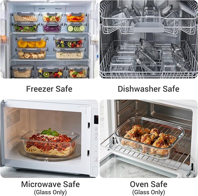 Dealusy 10 Sets 36 oz & 12 oz Glass Food Storage Containers - Image 5