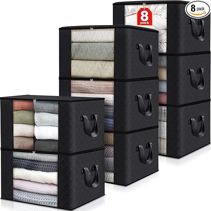 8 Pack Storage Bags for Clothes Blanket Storage Bins by Fabtotes