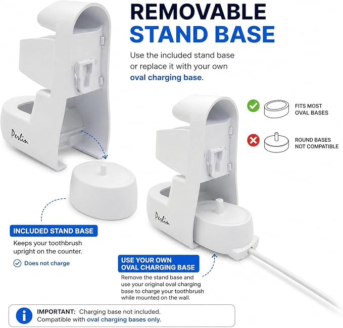 Perlin Electric Toothbrush Holder Wall Mount No Drilling Self Adhesive - Image 5