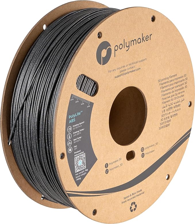 Polymaker Glitter ABS Filament 1.75mm, Galaxy Dark Gray 3D Printer Filament 1.75mm Heat Resistant 1kg - Twinkling ABS 3D Printing Filament, Strong & Durable, Dimensional Accuracy +/- 0.03mm
