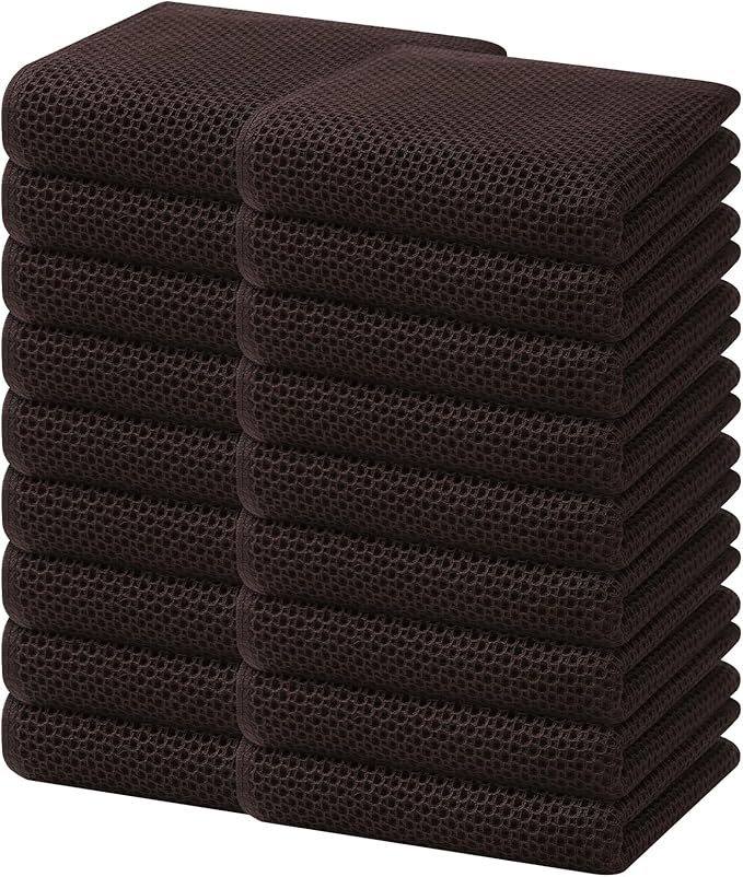 Homaxy 100% Cotton Waffle Weave Kitchen Dish Towels 18-Pack, Dark Brown | 13 x by Homaxy