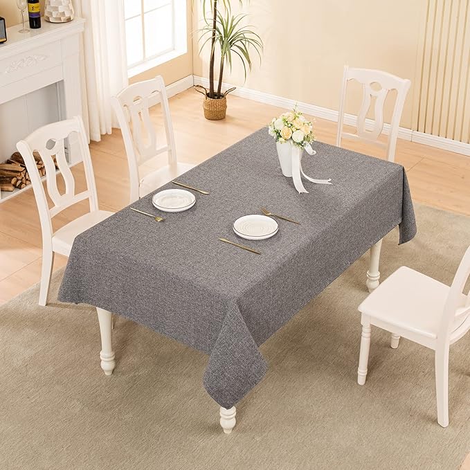 BALCONY & FALCON Small Square Tablecloth Washable Wrinkle Resistant and Water Proof Table Cloth Decorative Linen Tablecloths for Bedside End Table Bedroom Nightstand (Gray, 35x35)