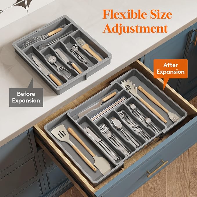 Lifewit Expandable Silverware Drawer Organizer, Kitchen Utensil Tray | BPA-free - Image 7