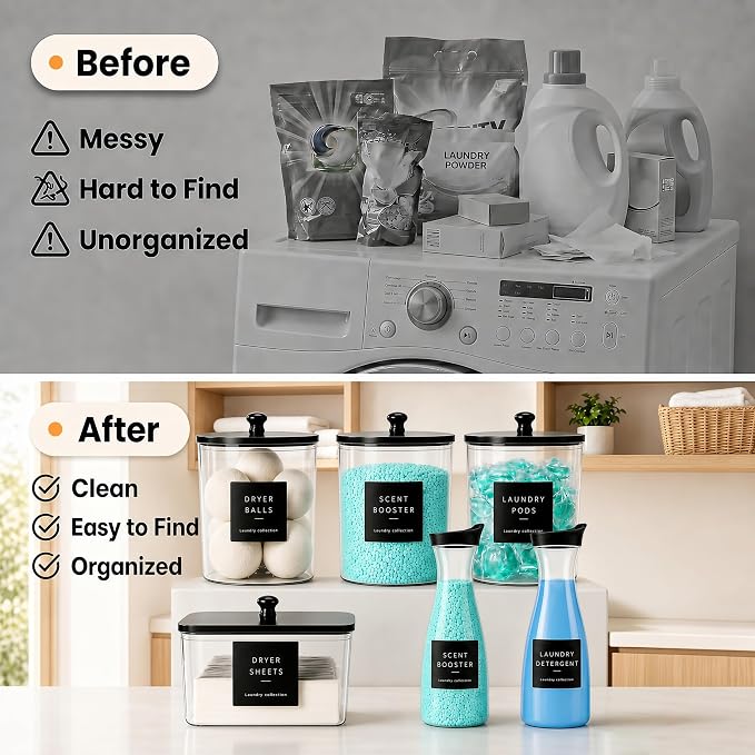Laundry Room Organization Set, 4 Laundry Containers, 2 detergent dispenser - Image 7