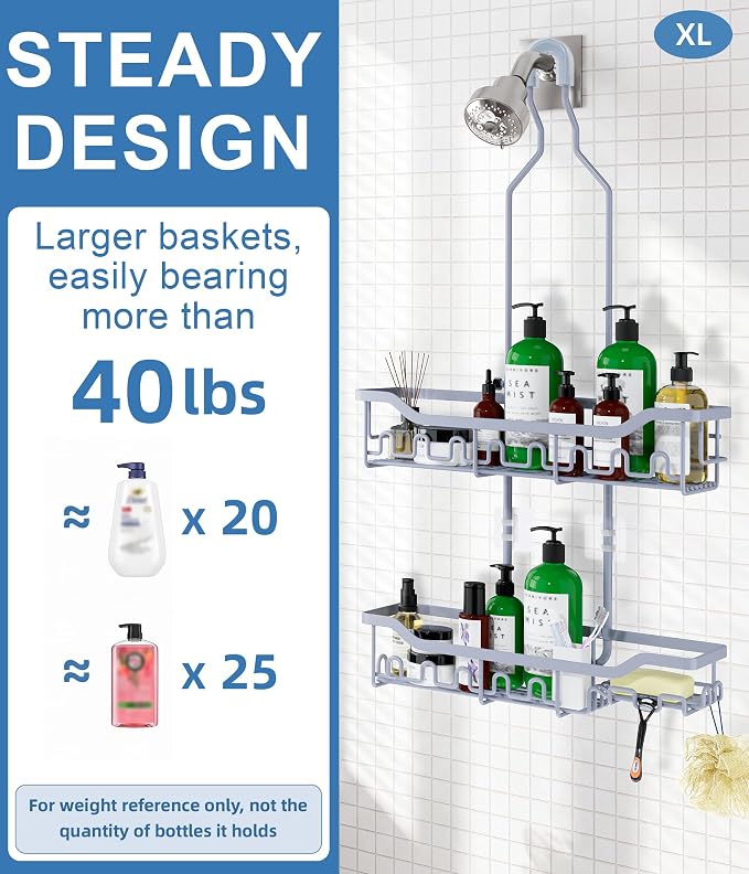 Shower Caddy Hanging Organizer, Extra Large Rack Over Showerhead - Image 5