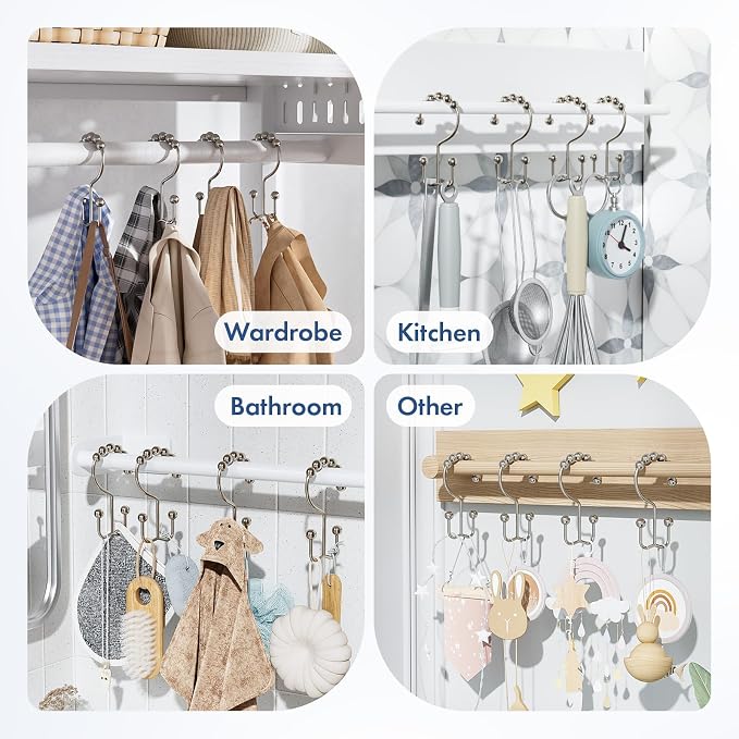 Bathway Shower Curtain Hooks Nickel Shower Curtain Rings, Metal Shower Hooks - Image 8