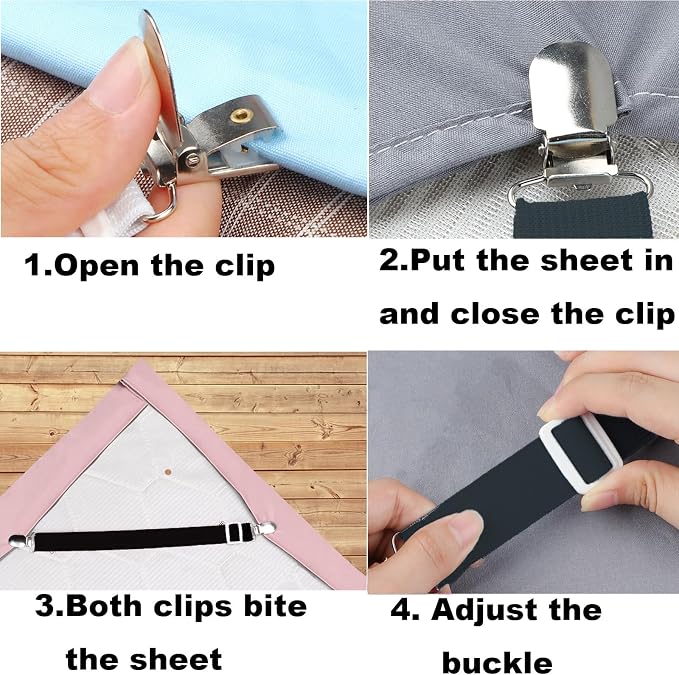 8pcs Adjustable Bed Sheet Straps & Clips, Elastic Fitted Sheet Holder from 14 - Image 6