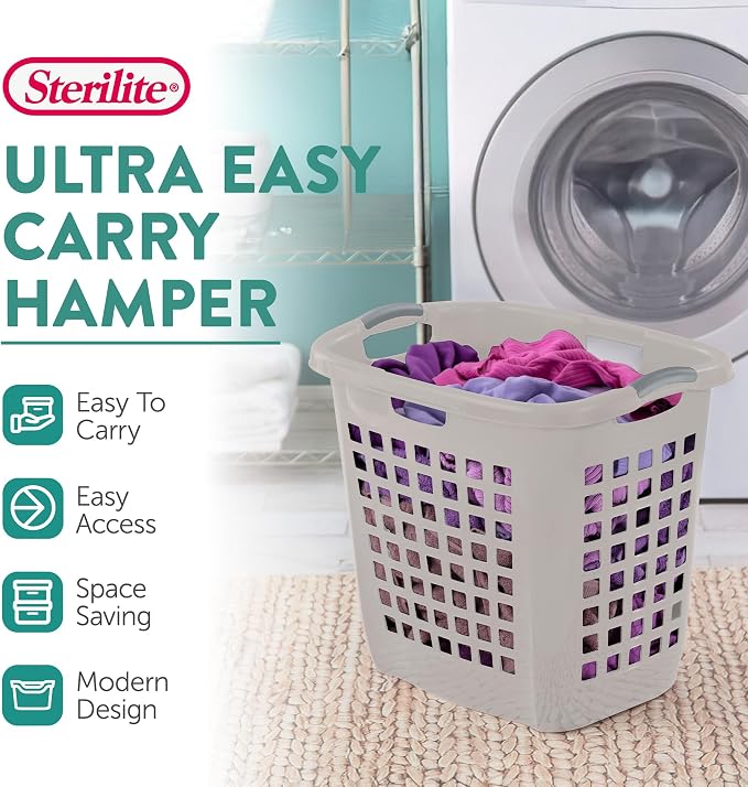 Sterilite Ultra Easy Carry Hamper, Laundry Basket Organizer - Image 3