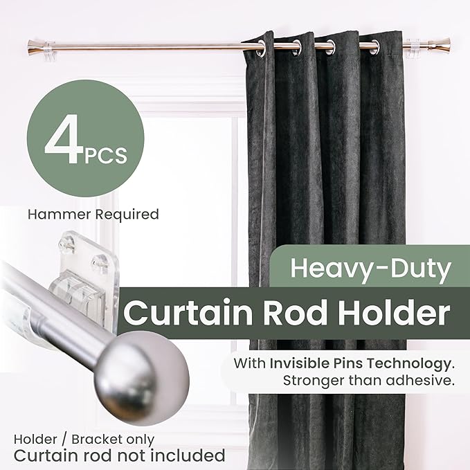 No Adhesive Heavy Duty Curtain Rod Holders - Image 4