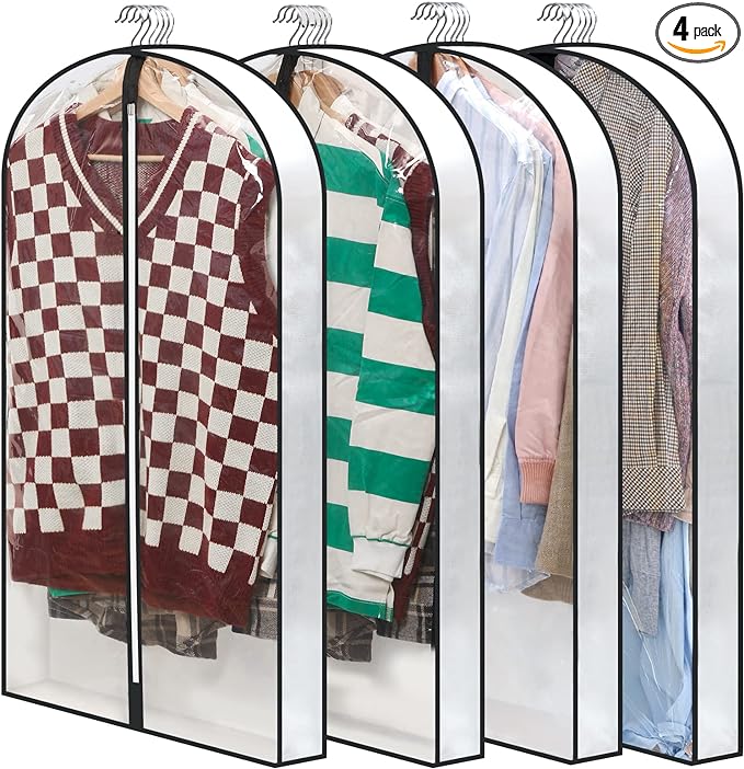 40" Clear Garment Bags for Hanging Clothes, Hanging Clothes Storage Suit Cover by Perber