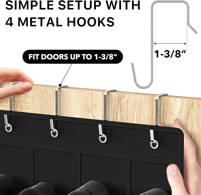 Simple Houseware 24 Pockets Clear Over the Door Shoe Organizer, 4 Durable Metal - Image 4