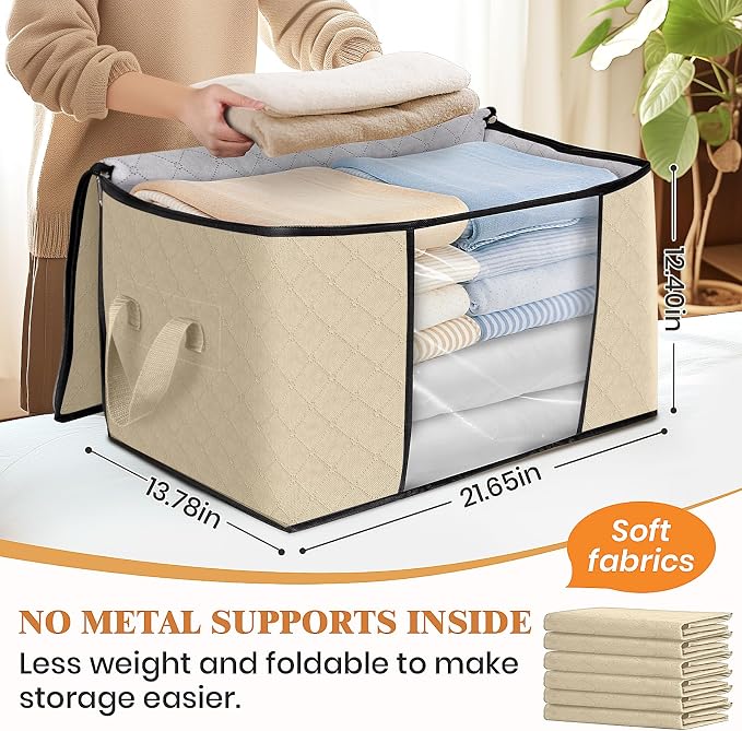 4 Pack Storage Bags for Clothes Blanket Storage Bins - Image 2