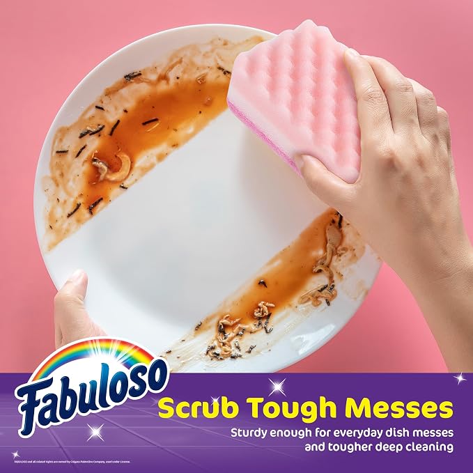 Fabuloso Scratch-Free Kitchen Dish Sponges Rainbow Cellulose Scrubber Sponge - Image 3
