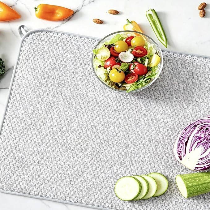 3 Pcs Extra Large Size Dish Drying Mat, Absorbent Microfiber Dishes Drainer Mats - Image 4