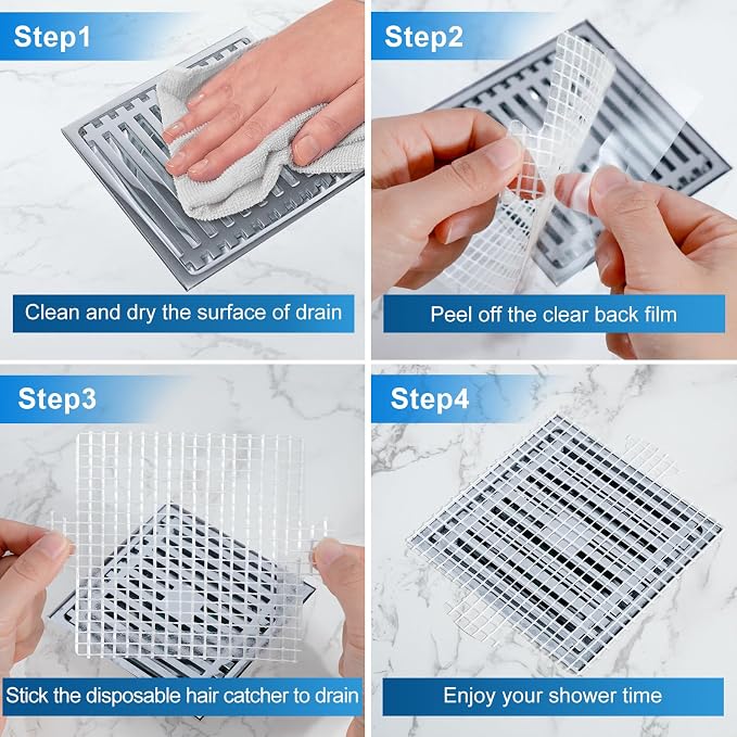 25 Pack, Disposable Shower Drain Hair Catcher Mesh Stickers, Disposable Hair - Image 7
