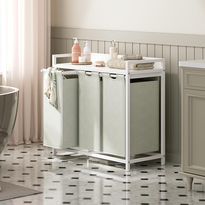 Herture Laundry Hampers with Shelf, Laundry Basket 3 Section, 3 x 15.87 Gal - Image 6
