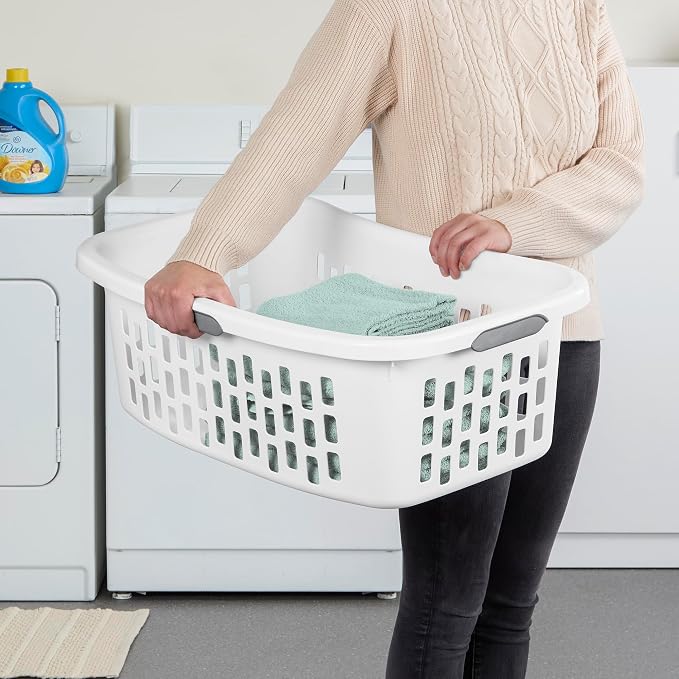Sterilite 24 Pack HipHold Laundry Basket, Plastic Rectangle Clothes Hamper - Image 3