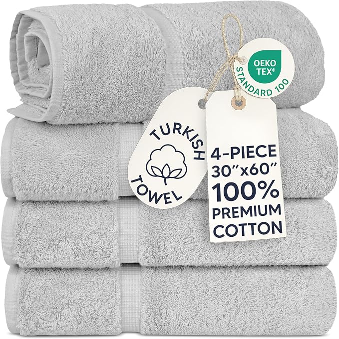 Chakir Turkish Linens 100% Cotton 4-Pack Bath Towels 30x60, 30x60 Extra Large by ChakirTurkishLinens