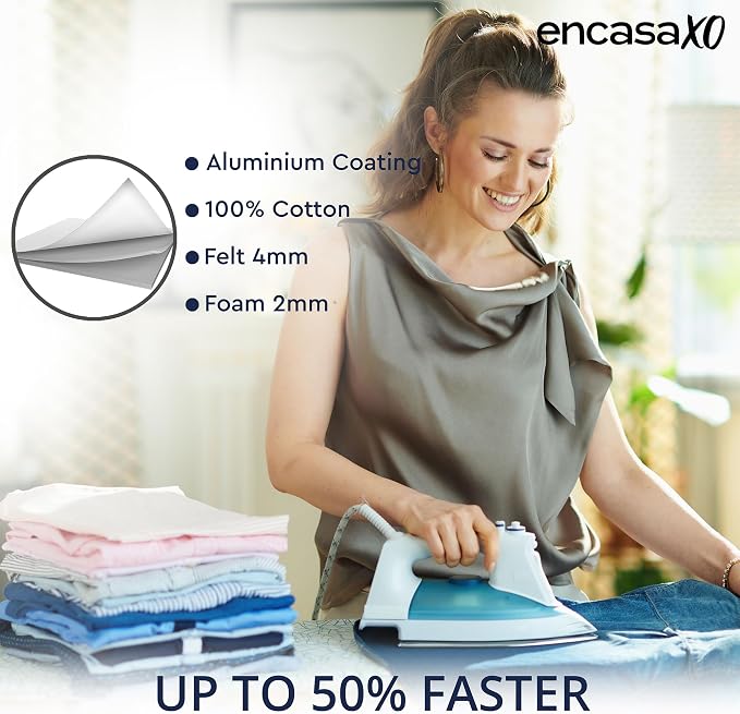 Encasa XO Ironing Board Cover And Pad 42"x14" - 4mm Felt & 2mm foam Metallized - Image 6