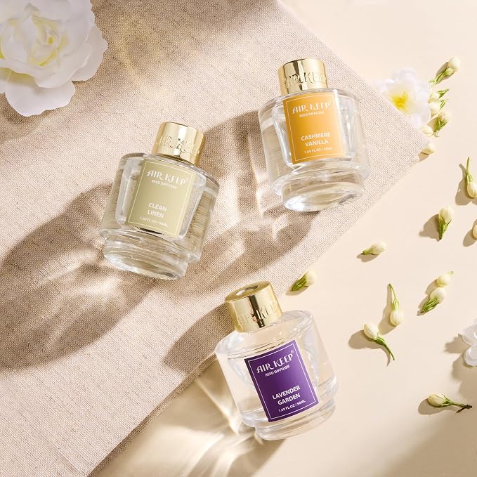 Reed Diffuser Set of 3, Clean Linen Cashmere Vanilla Lavender Garden Oil Reed - Image 3
