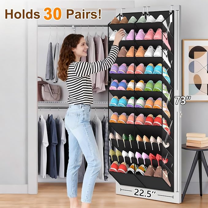 20-30 Pairs Over the Door Shoe Organizer, 10-Tier Door Shoes Rack, Handing - Image 2