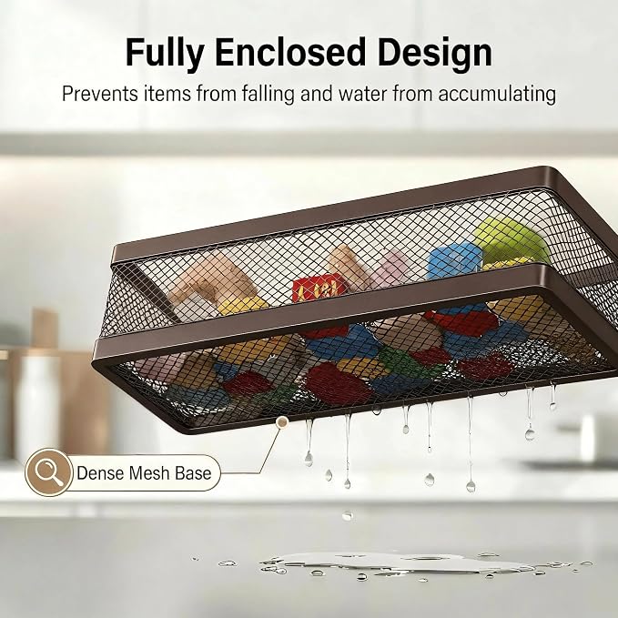 PUSDON 5-in-1 16.5" Extra Long Slim Wall Mount Wrapped Mesh Kitchen Organizer & - Image 4