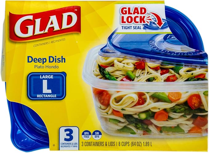 Glad GladWare Deep Dish Food Storage Containers, 64 Oz, and meal prep in a - Image 3