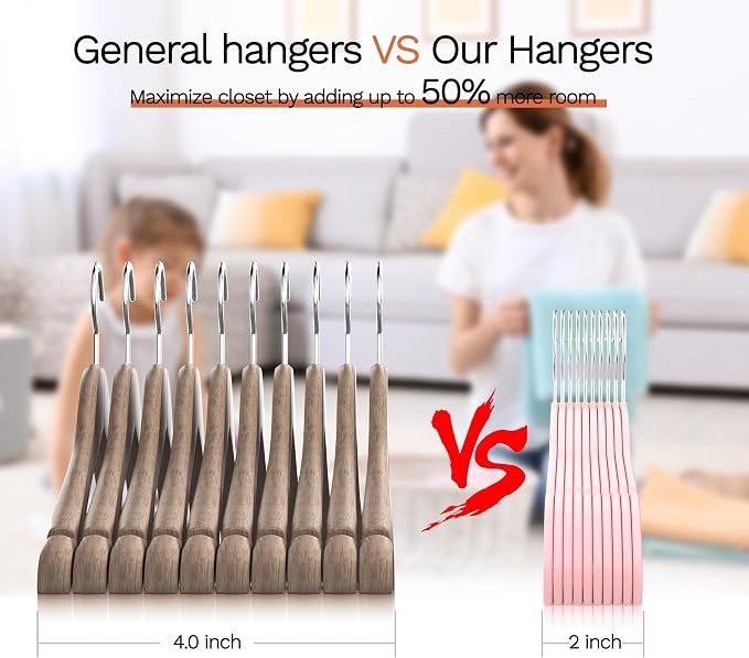 Pink Velvet Hangers 60 Pack, Slim Space Saving Suit Hangers - Image 3