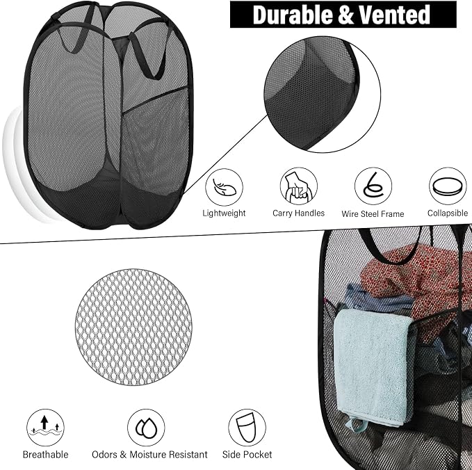 BATTOO Deluxe Strong Mesh Pop up Laundry Hamper Basket - Image 4