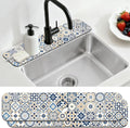 2 Pcs Kitchen Sink Splash Guard Faucet Mat Blue-toned Tile Faucet Mat by CONCHLERY%E6%97%97%E8%88%B0%E5%BA%97